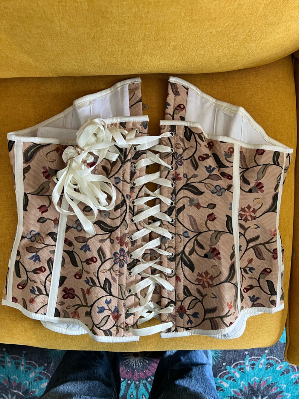 Corset Story sz 38 tapestry embroidered brocade floral corset. - Picture 5 of 11